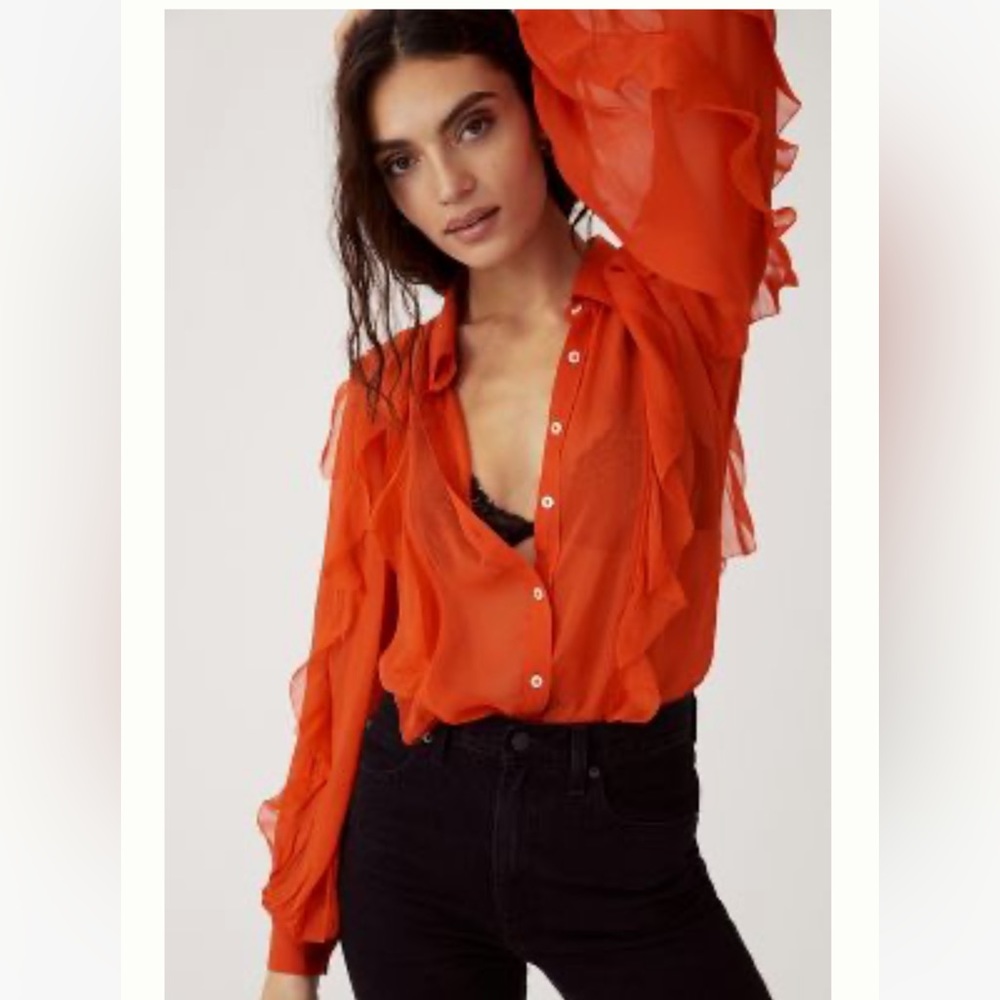 NWT Anthropologie Maeve ruffled button down shirt